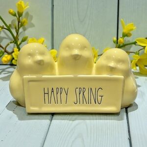 NEW Rae Dunn HAPPY SPRING Yellow Chicks Trio Decor